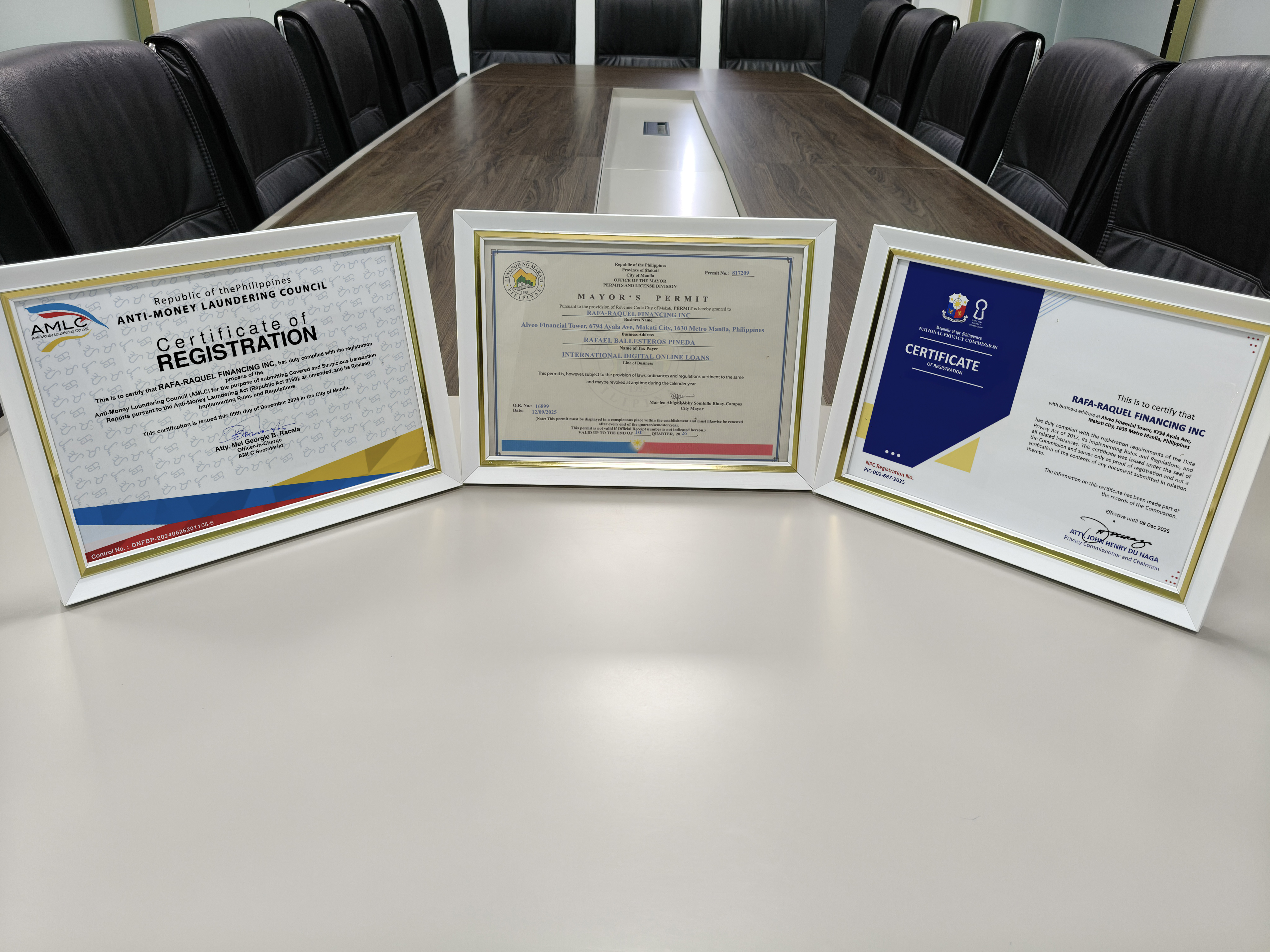 Official SEC registered business permit displayed for trust